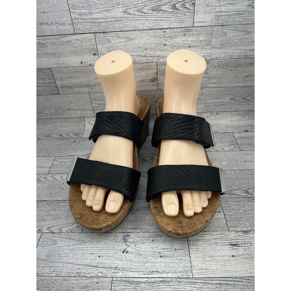 Vionic Pepper Black Snake Print Cork Wedge‎ Sandals Womens Size 10